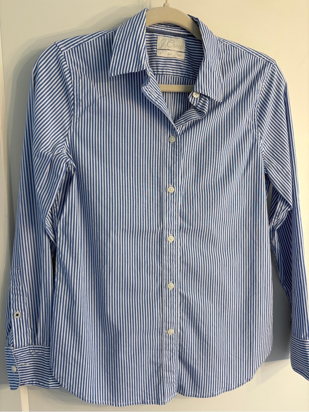 J. Crew Blue and White Striped Button-Down Shirt
